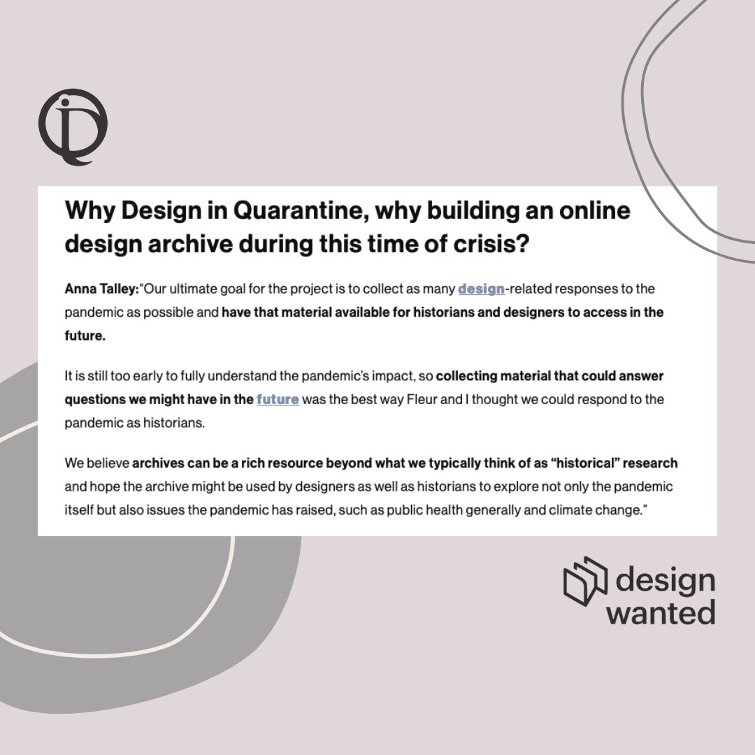 Design_inQ's tweet photo. We are delighted to announce we have been interviewed by @designwanted ! 📰 ✨

👩‍💻👉Check it out in full on their site, to read more about us, how to submit &amp; our perspective on the pandemic...

#designinquarantine https://t.co/G08jA4nhbB