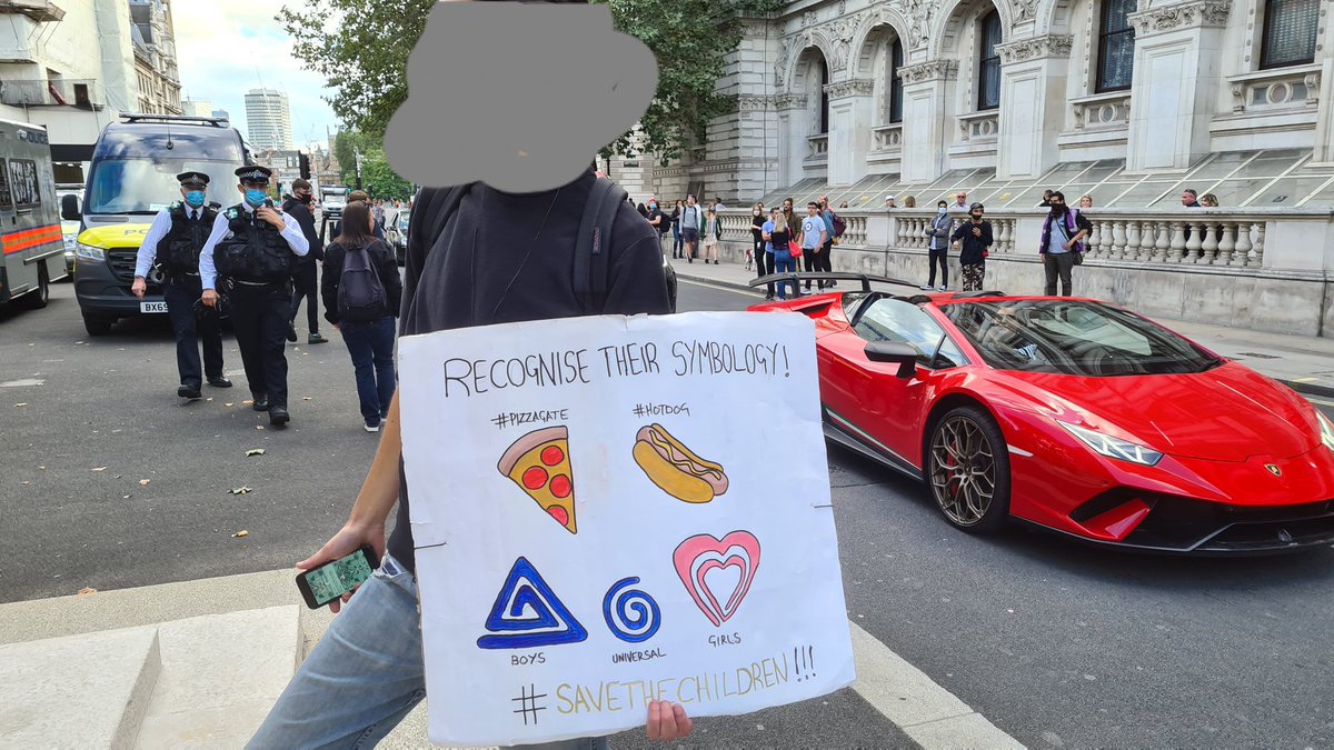 A few "Pizzagate" photos from the London march near Parliament Square. A few other "Save Our Children" marches were held in other parts of the UK today too. If you came across one in your town or city, please DM me your photos/videos. QAnon is spreading at speed here