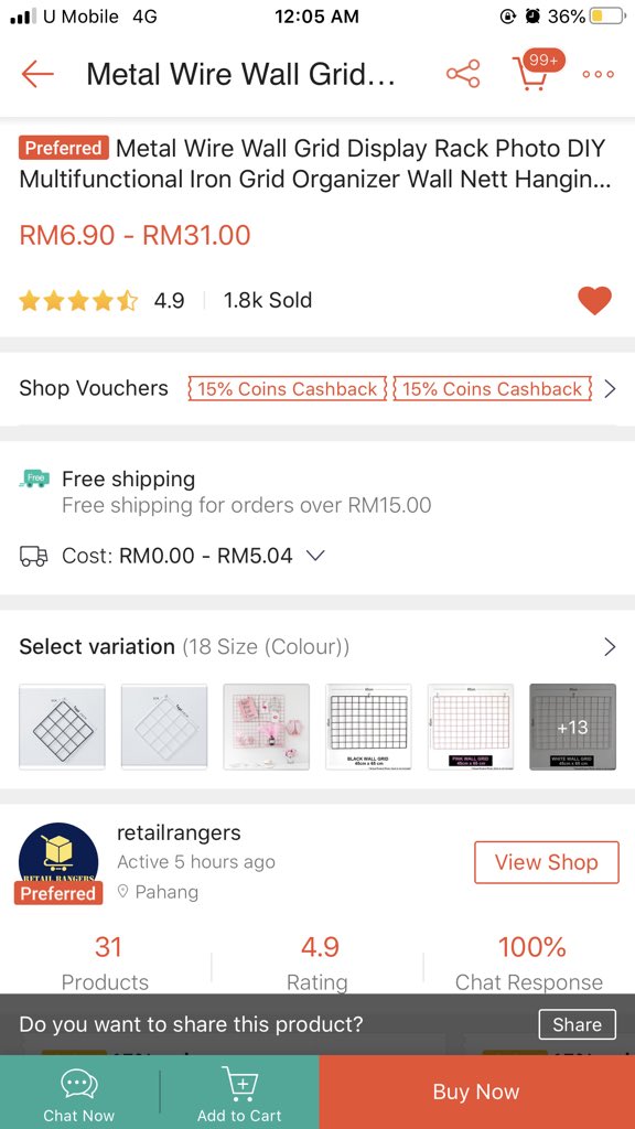 9) WALL GRID Yang ni tak beli kat shopee pun takpe. Another option korang blh beli kat Mr Diy, Daiso, Ecoshop, Ninso, Kaison. Ni just for yg tak keluar rumah & menunggu barang sampai gitu! Wall grid ni blh guna letak kat dinding & hias dgn gambar  https://shopee.com.my/product/88651565/3920152456?smtt=0.0.9