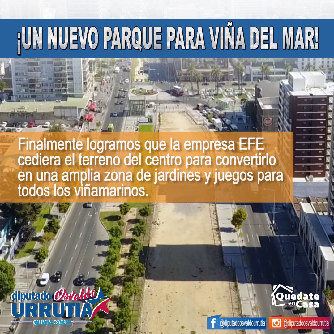 urrutiaosvaldo's tweet photo. Finalmente la estatal EFE entregó los terrenos de la ex estación de Viña del Mar para la construcción de un parque que embellecerá el centro histórico de la comuna y mejorará la calidad de vida de las personas que residen, trabajan y estudian en el sector. https://t.co/4QjhtJwptk