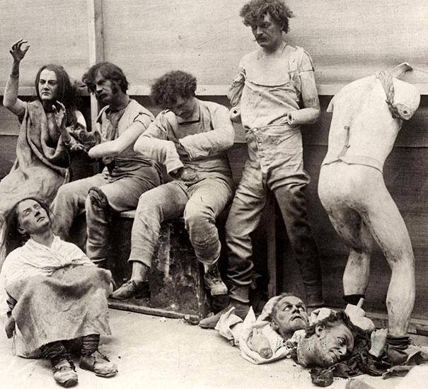 Aftermath of a fire at Madam Tussaud's Wax Museum in London, 1930. Looks like a zombie apocalypse!