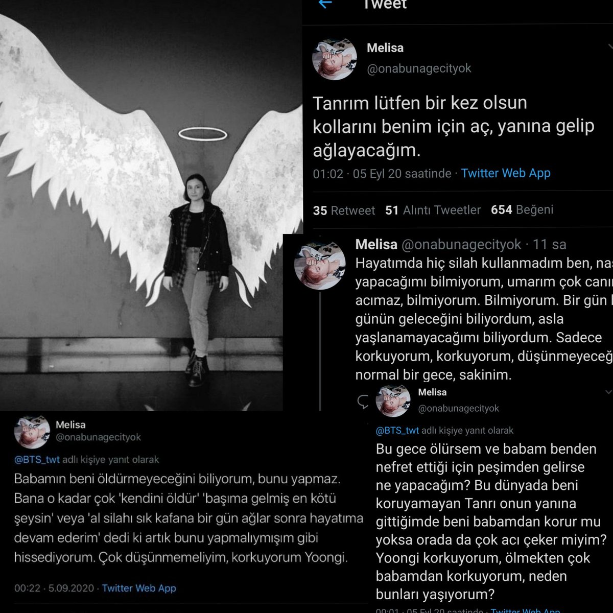 dokanmayinn's tweet photo. Konuşacak kimsesi olmadığı için sevdiği grubun paylaştığı fotoğrafların altına içini döken bir kızın kendini öldürmesiyle dalga geçen ve üstelik onun gibi K-pop dinleyen herkesin ölmesi gerektiğini düşünen "insanlarla" beraber yaşıyoruz.

#Melisa https://t.co/0aDs2q6IvT
