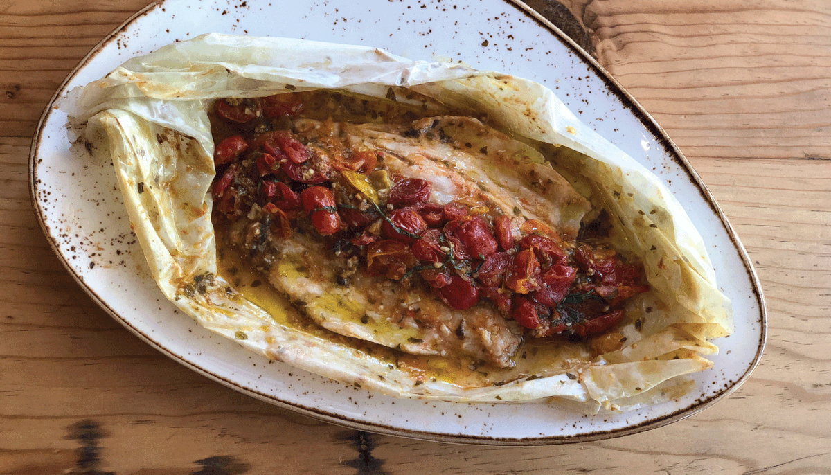 If you're a fan of the #summer flavors of garden fresh cherry tomato, basil, garlic &amp; fresh caught #fish... then you'll love our seasonal take on our branzino. We fillet &amp; bake a whole #branzino with #organic #cherrytomatoes, garlic, basil &amp; oregano. It's melt in your mouth good!