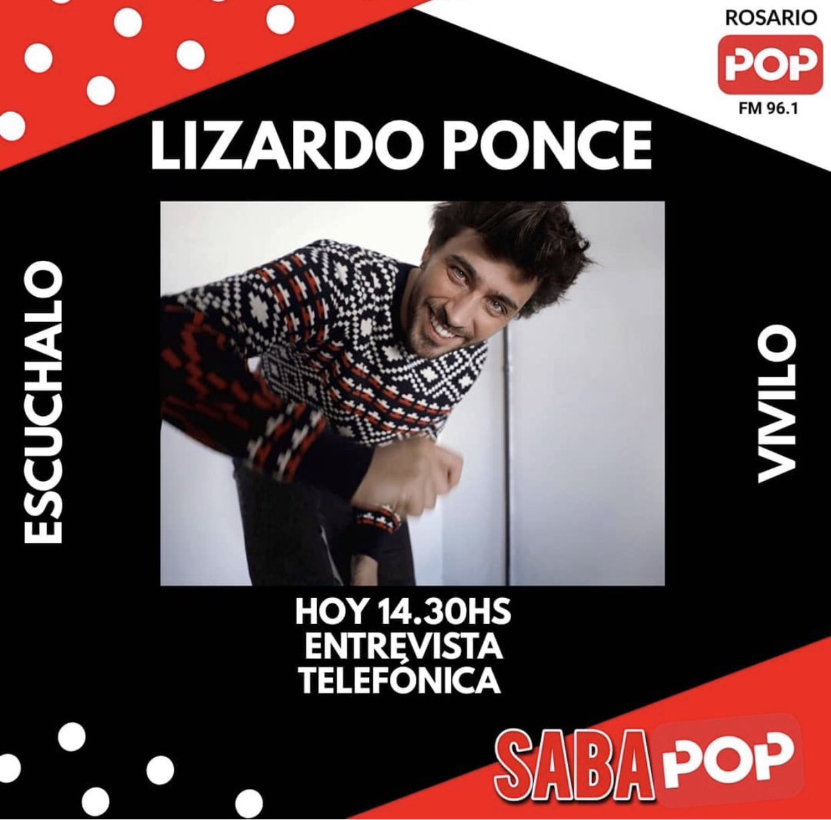 plagardas's tweet photo. #Agenda 

Hoy @lizardoponce va a estar siendo entrevistado en SabaPop a las 14:30hs. En el Instagram de la radio sabapopfm van a transmitir en vivo así lo podemos escuchar🤍 https://t.co/VwBeVFW9a4