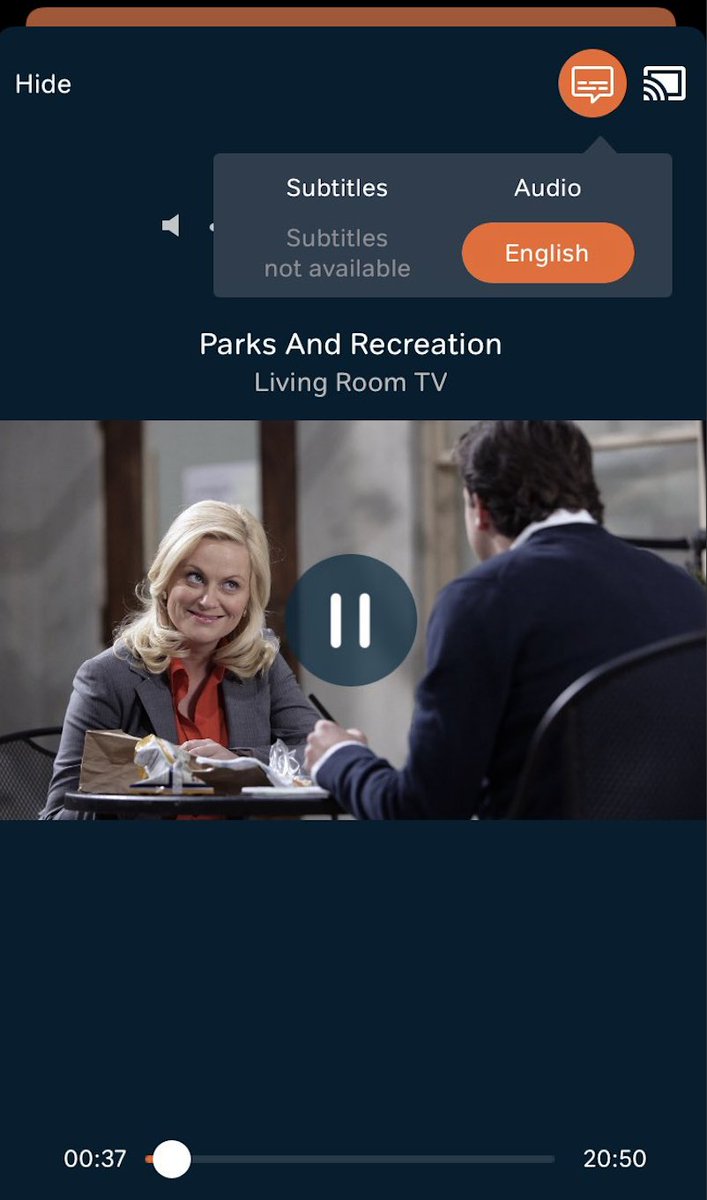 Finally, we can see here that the popular Parks and Recreation TV show is completely without subtitles on  @NOWTV. Other competitors, such as Amazon or Netflix offer full subtitles for this programme and this specific episode. We hope they can be added soon.