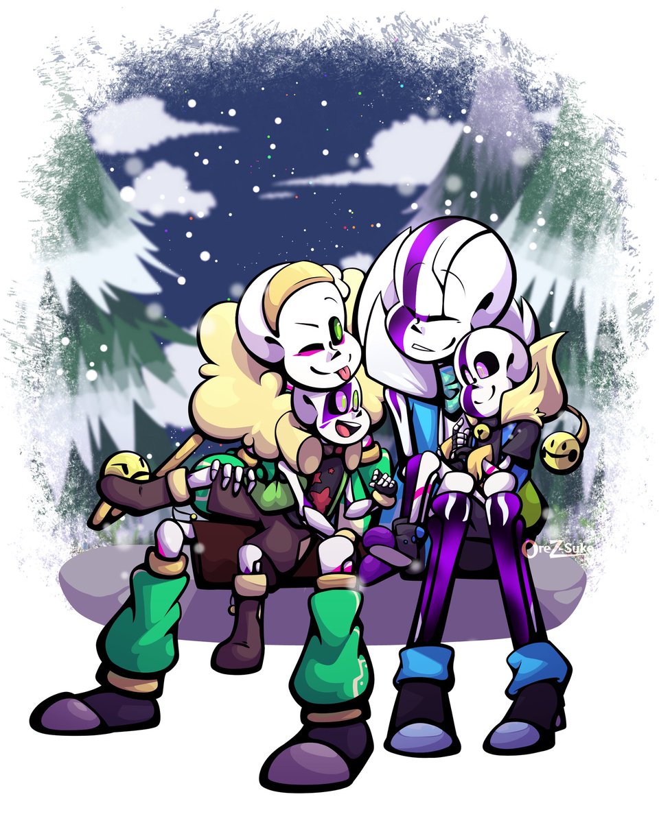 OrezSuke's tweet photo. MAJER 3RD ANNIVERSARY
This year I decided to draw the family X3
Chaser!Sans belong to @CyaneWorks
Demise and Renouveau belong to both of us ❤
#majer #undertale #undertaleau #au #sans #chasersans #demise #renouveau #majsans #underchaser #updatetale https://t.co/ckxd5ir6IC