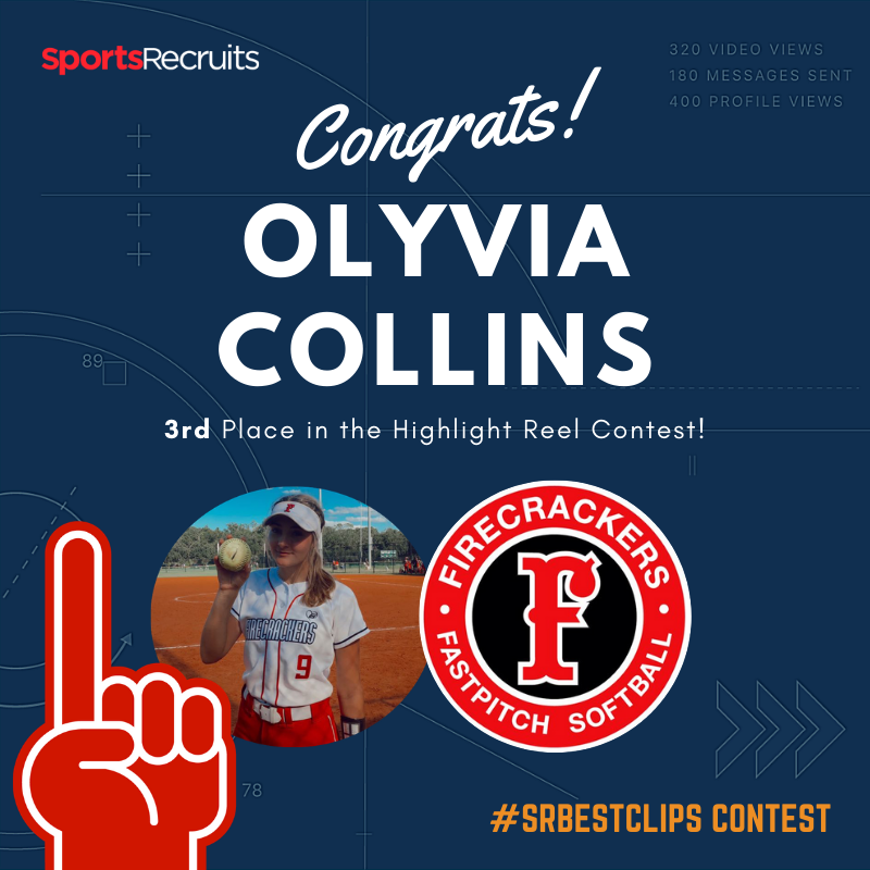 Sports_Recruits's tweet photo. Thank you to everyone who submitted to our #SRBestClips Social Media Contest! We'd like to congratulate @CollinsOlyvia on her heads-up double play coming in 3rd place! 

@Firecrackersinc https://t.co/X7qT4gG7sj