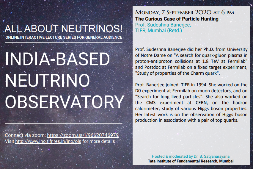inoofficial1's tweet image. Next #INOWebinar will be on Sept 7th, Monday @ 6 PM IST.  
Speaker:  Prof. Sudeshna Banerjee, TIFR, Mumbai (Retd.)
Topic: The Curious Case of Particle Hunting

Zoom link: zoom.us/j/96620746979
Youtube : youtu.be/ft6Vq1LbSVM

Don&apos;t miss it. 
#HEP #ParticleDetection