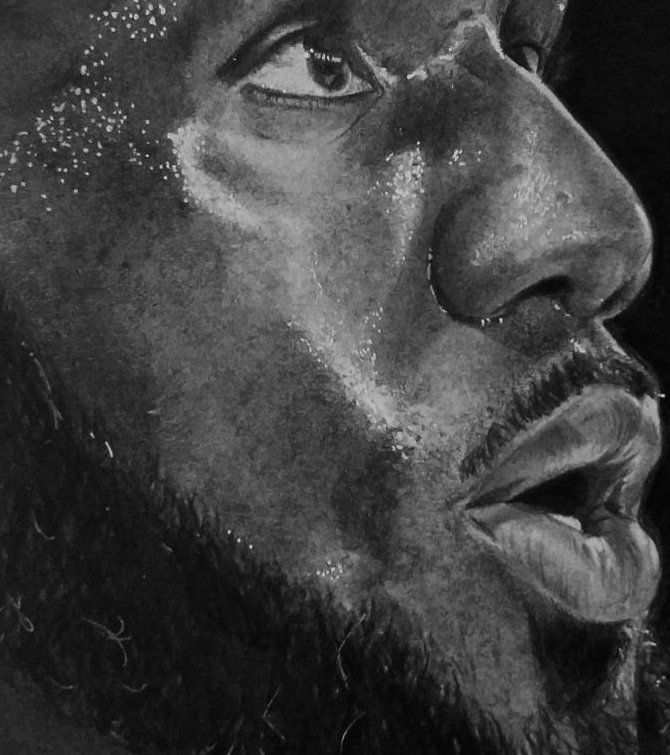 AddyBeauducel's tweet photo. Je pense que c'est le bon moment pour partager mon dessin de @KingJames 

- Crayons à papier, pierre noire et posca blanc ✏ https://t.co/rNwZtSdYNO