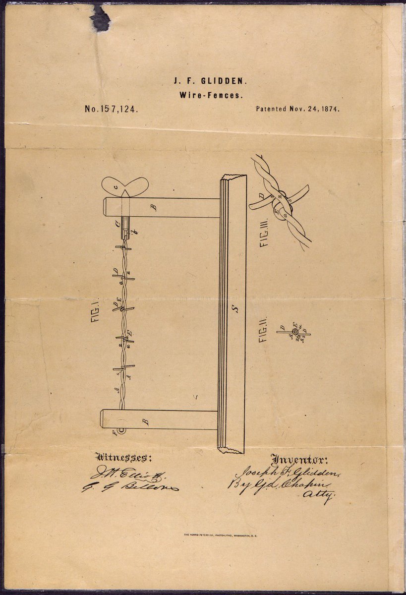 engineers_feed's tweet photo. Historic invention of the day:

1867: Lucien B. Smith invents barbed wire, which Joseph F. Glidden will modify in 1874, leading to the taming of the West and the end of the cowboys. https://t.co/az30rAoII3