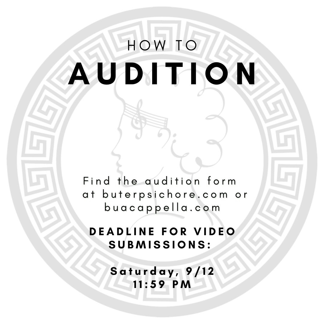 WE’RE OFFICIALLY ACCEPTING VIRTUAL AUDITIONS! All instructions/ info can be found on the audition form on the buterpsichore.com AND buacappella.com. You only need to record one audition video, and you can audition for as many groups as you’d like! #bu #acappella