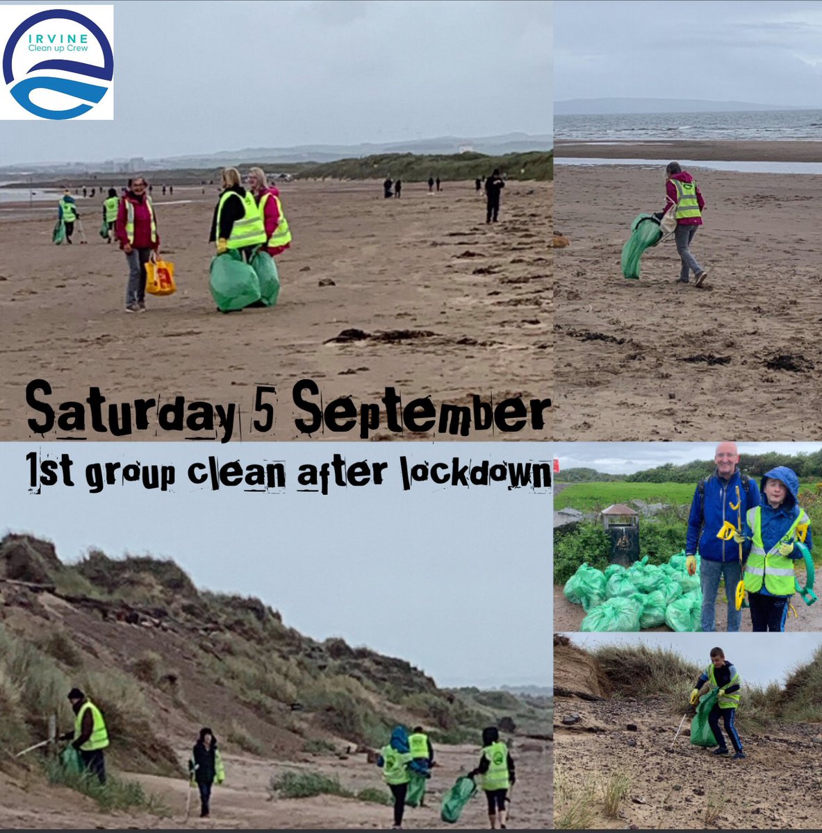 Thanks to everyone who joined us this morning. A huge haul of 20 sacks cleared in the wind and rain. It was great to have our first group clean up since lockdown. Great to see so many new volunteers #mybeachyourbeach #loveirvinebeach