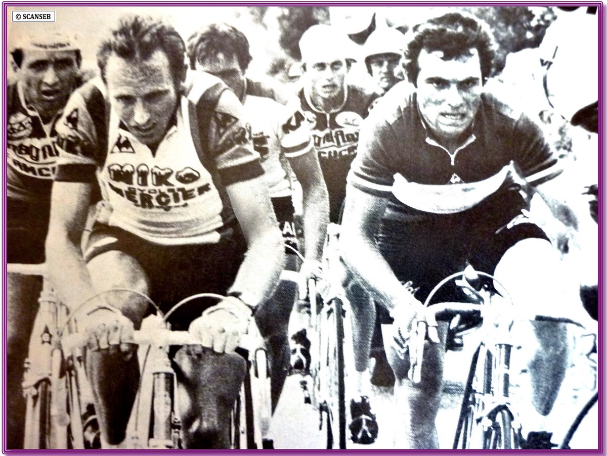 team_zoetemelk's tweet photo. Un coude à coude familier
Ici #CritériumDuDauphiné 1979
#BernardHinault et #JoopZOETEMELK
(&amp; #Baronchelli) https://t.co/NSbdVhqv2c