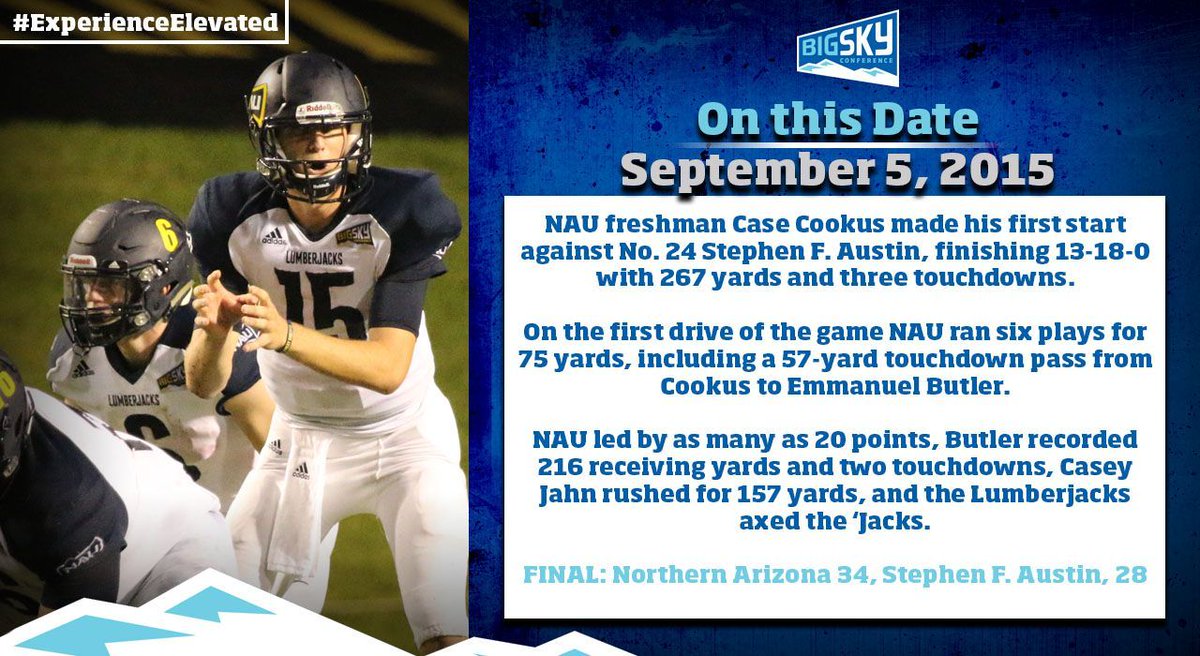 BigSkyFB's tweet photo. 📅On This Date📅
 🔙 in 2015 Case Cookus and @NAU_Football proved who the real Lumberjacks were 😉
#BigSkyFB l #NAUStrong https://t.co/qvM9CTnuGG