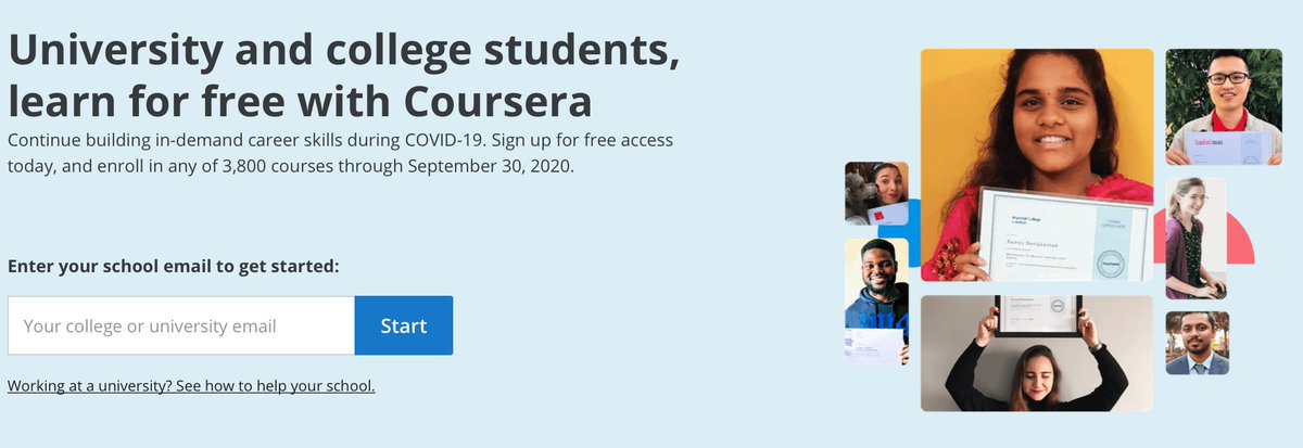 Dünyaca ünlü online kurs platformu <a href="/coursera/">Coursera</a>, fiyatı $45-75 olan binlerce kursu 30 Eylül'e kadar ".edu" uzantılı maili bulunan öğrencilerin bedava erişimine açtı (kurs içeriği + ödevler + sertifika dahil).

Ben 6 tane kurs kaptım, tavsiye ederim :)

👉coursera.org/share/1f69e6fc…
