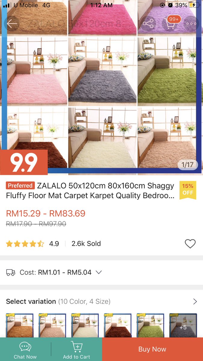 LAWA KAN?This one jenis fluffy carpet. Lagi lawa letak dalam bilik cuma kena pandai jaga so that sentiasa elok & tak berbau.  https://shopee.com.my/product/184419317/4502318987?smtt=0.0.9