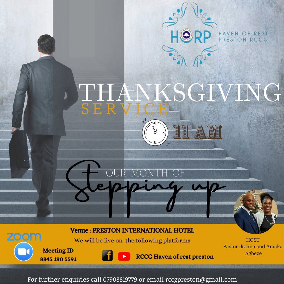 RCCGPreston's tweet photo. Come and be blessed at our thanksgiving service tomorrow by 11AM which will be streamed live on Facebook and YouTube.
Let us praise God's name in song 🎧🎤🎷🪘🎺🎸and glorify him with thanksgiving💃🕺
#blessedandthankful #steppingup #movingforward #Preston  #YouTube #Facebook https://t.co/zqiMvjcASk