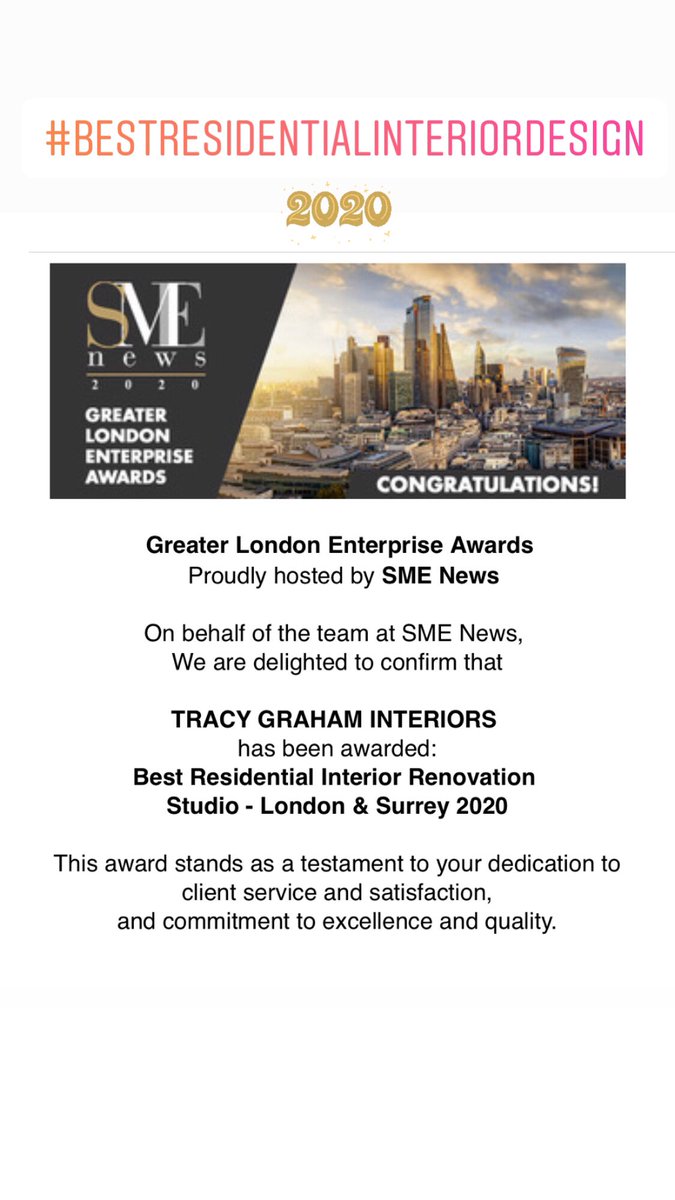 InteriorsTG's tweet photo. Feeling very honoured to receive this award! ⭐️⭐️⭐️⭐️⭐️ #yayyy #bestresidentialinteriordesign #interiors #renovation #London #surrey #excellence #dedication #interiors2020 https://t.co/v5ywUAcBsf
