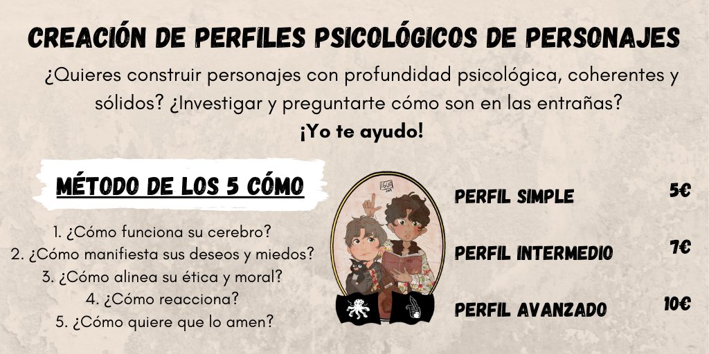 susanamatondo's tweet photo. ¡ESCRITORES! ¿Necesitáis ayuda para la arquitectura psicológica de vuestros personajes? Os propongo algo...

Hace un tiempo me pidieron ayuda tipo "comission" para creación de personajes y pensé que igual interesaba a más gente.

Así que he pensando mucho tiempo en anunciar esto: https://t.co/PZI9QYnE9k