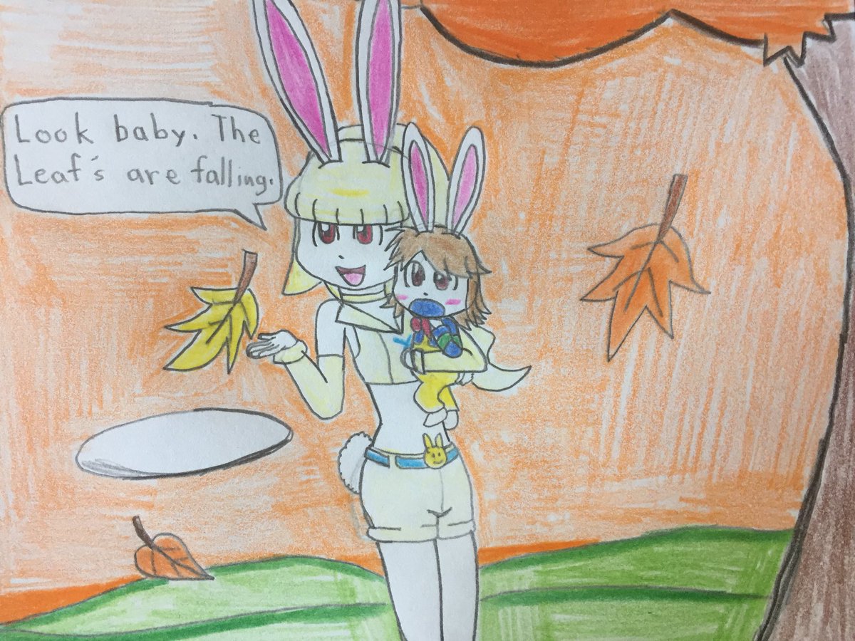 bumpernyan's tweet photo. Autumn Season. 😊❤️🍁🍂🍂🍂🐰 #illustration #Autumn #cuteart #妖怪ウォッチ #スノーラビィ #snowspecthare #YokaiWatch https://t.co/Vgs2U2EyQo
