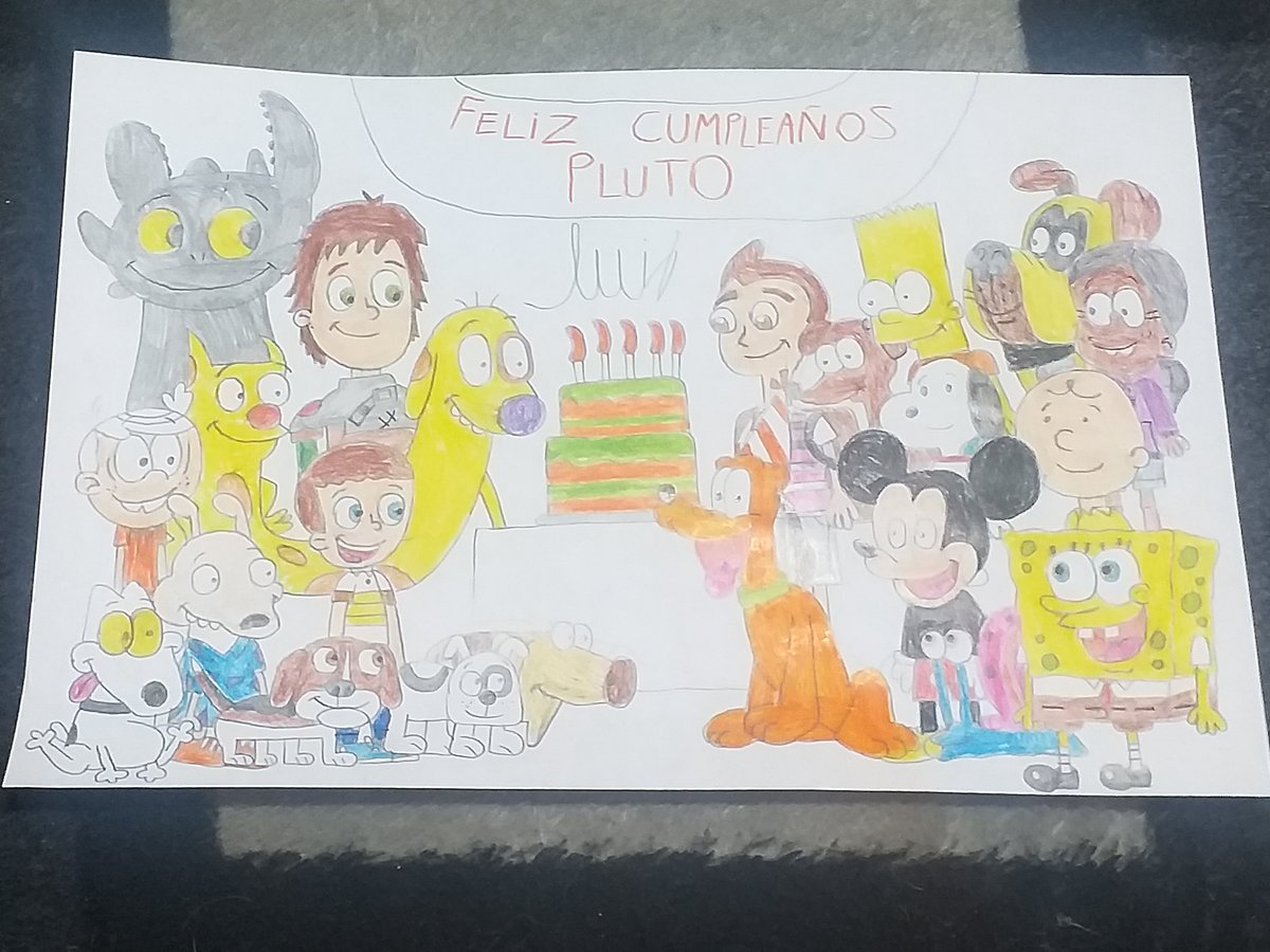 luis1201_arturo's tweet photo. Feliz cumpleaños Pluto
#MickeyMouse #Pluto #BobEsponja #Monchelito #Calvin #LosSimpson #TheLoudHouse #LosCasagrande #Peanuts #LaLeyDeMiloMurphy #LaVidaModernaDeRocko #CatDog #ComoEntrenarATuDragon @COLMENERO32 #FelizCumplePluto #Pluto90 https://t.co/ZDaq7hJVXg