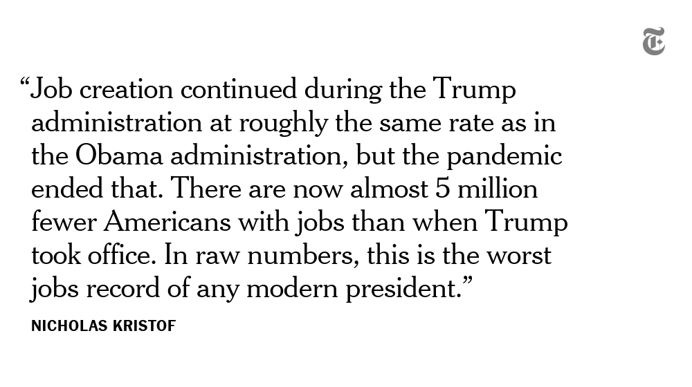 “I will be the greatest jobs president that God ever created.” — Donald Trump in a speech on June 16, 2015  http://nyti.ms/3h21oh2 