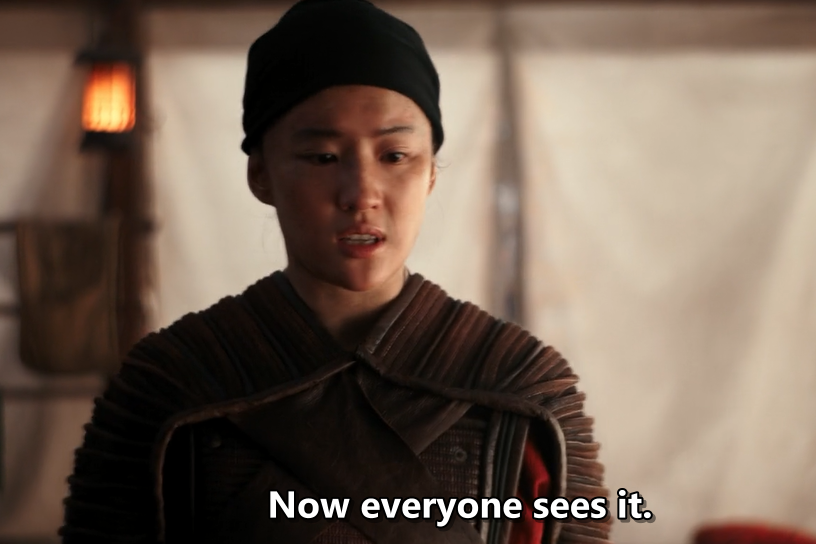 this is Mulan after beating another soldier with her mystical superpowersWHY ARE YOU TRYING SO HARD TO BE ELSA, MULAN