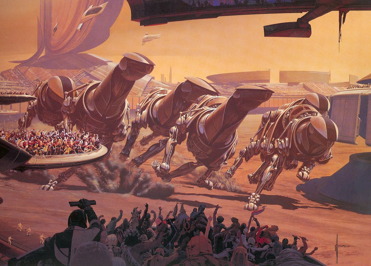 And they're off!! Future art by Syd Mead.