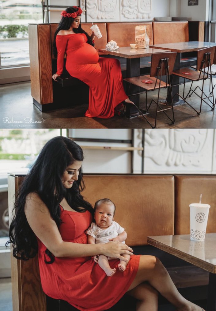 ThatJordanLGirl's tweet photo. Hey @ChipotleTweets! My burrito baby was born and we naturally had to recreate our viral maternity images for his newborn session❤️ Thank you so much for the adorable merch you sent us, it really made the shoot that much more amazing🌯 Love you forever💋 https://t.co/RPODrML9nd