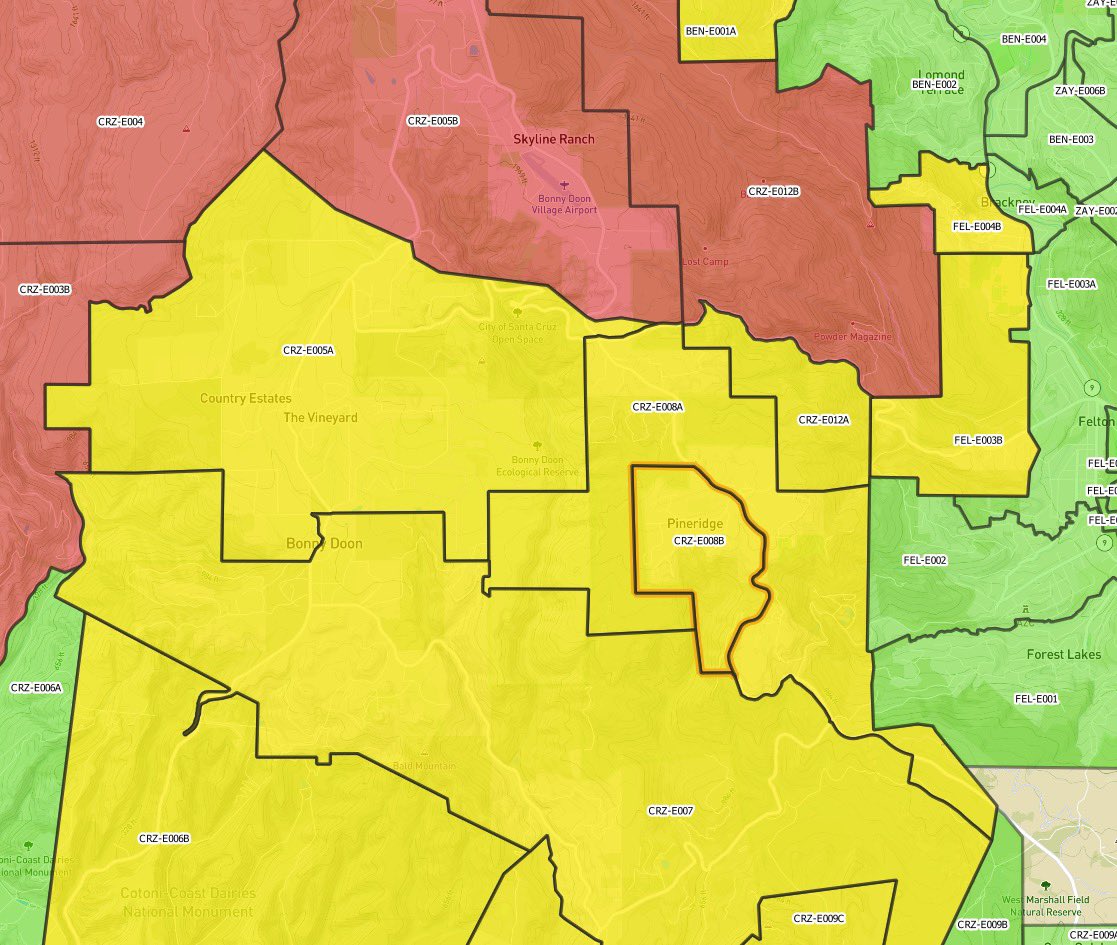 zonehaven's tweet image. #CZUAugustLightingComplex #ZoneHaven #BepreparedwithZonehaven 
Repopulation of areas in Santa Cruz County, including the community of Pineridge, and portions of Ben Lomond and Boulder Creek. 
@CALFIRECZU  
For latest details, view smco.community.zonehaven.com