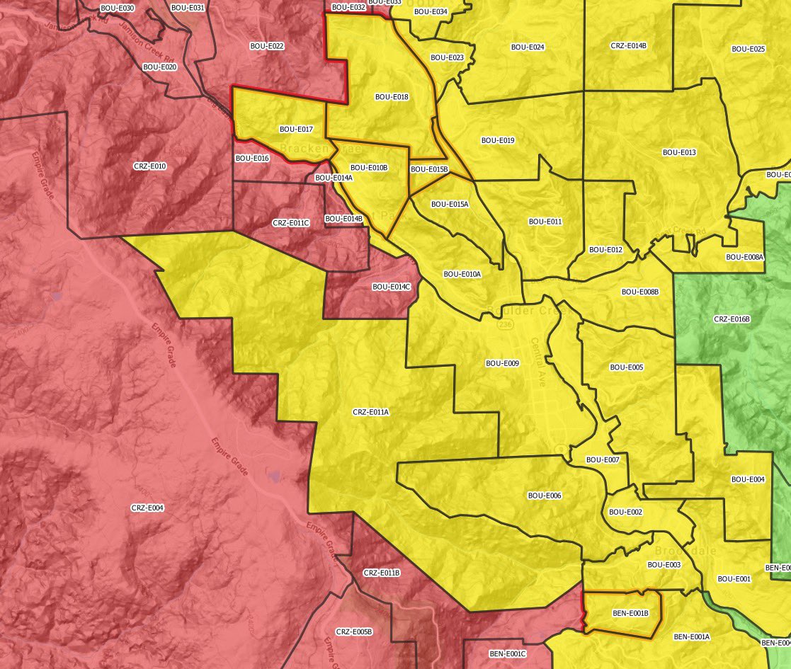 zonehaven's tweet image. #CZUAugustLightingComplex #ZoneHaven #BepreparedwithZonehaven 
Repopulation of areas in Santa Cruz County, including the community of Pineridge, and portions of Ben Lomond and Boulder Creek. 
@CALFIRECZU  
For latest details, view smco.community.zonehaven.com