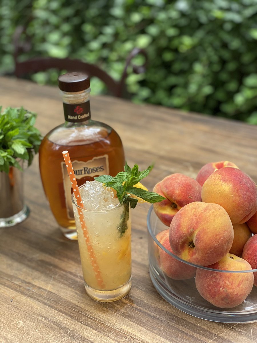 This will definitely be one for the books. Peach mint juleps for #KentuckyDerby at home during #BOURBONHERITAGEMONTH  At the gate.