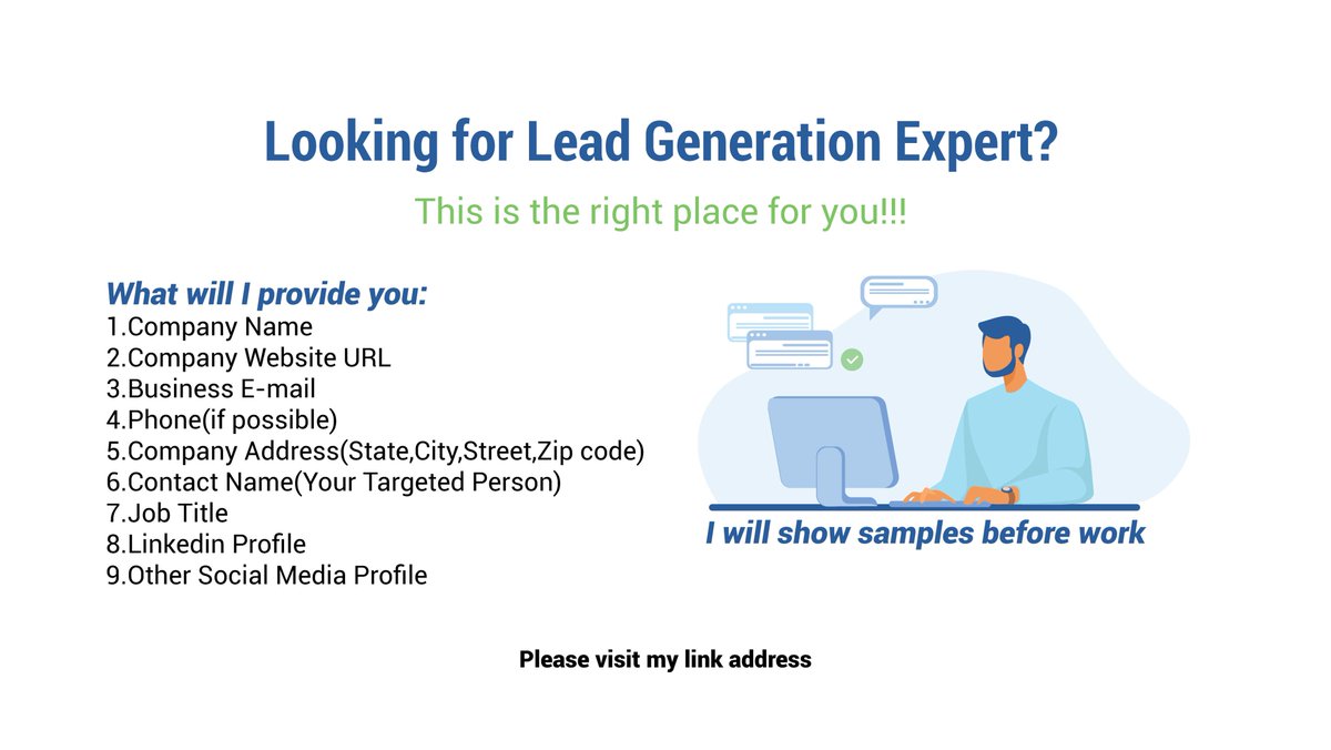 BeenSiddik's tweet photo. If you need lead generation service please feel free go to the link and contact me..
https://t.co/wANo0Xg7aK
thank you
#growyourbusiness #intentionalbusiness #leadgeneration #Business #messi #b2bleads #Leadgeneration #targetedleadgeneration #b2bLead #DigitalMarketer #LinkedIn https://t.co/vJZZ6EyGJ5