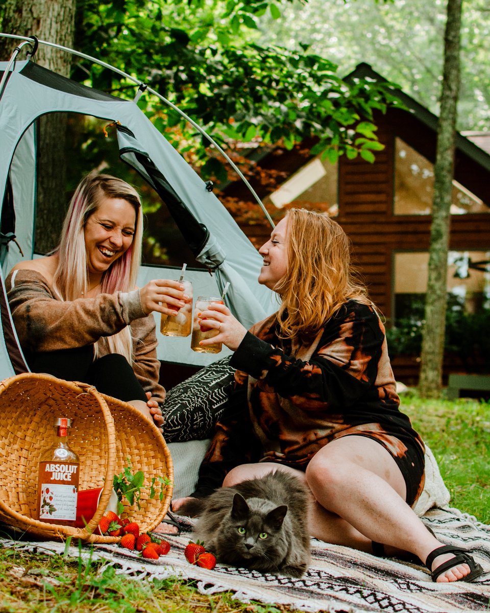 KPeetza's tweet photo. We are about to #GetJuicy with a little bit of backyard camping! This Strawberry Absolut Juice by @AbsolutUS is the perfect way to make a super simple cocktail! Just Absolut Juice, ice, and soda water and you're good to go! #AbsolutPartner https://t.co/FvXWs8oOhQ