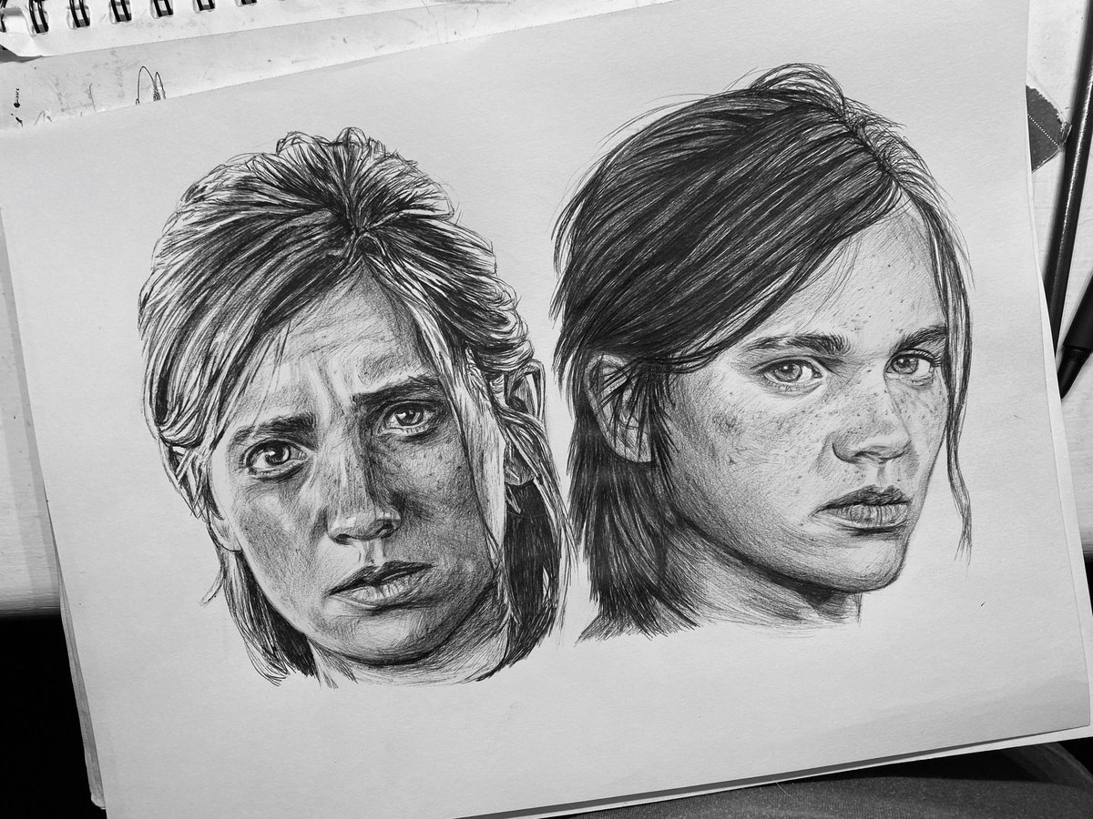 the last of us ellie pen drawing original - $100print - $20