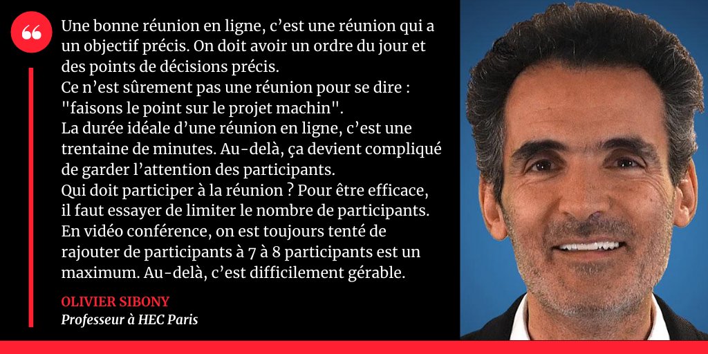 francenumfr's tweet photo. ➡️ Travail : comment organiser des réunions en vidéo conférence efficaces ? 

👉 Les conseils d'Olivier Sibony, Professeur à HEC Paris

📍 #réunion #travail #organisation #vidéoconférence #visioconférence #travailàdistance #télétravail https://t.co/3rgBChZpxq