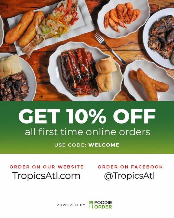 TropicsATL's tweet photo. Catch us online at https://t.co/rpNDEucg4K .. same good food .. order,pay and skip the line to pick up !!! https://t.co/ZxyAljojq4