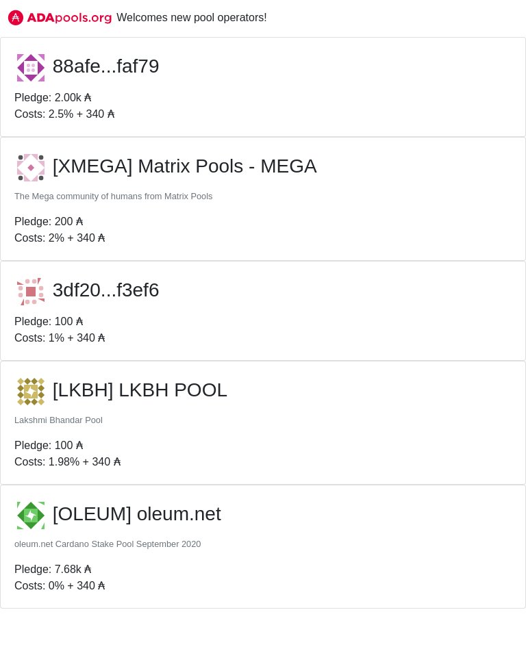 adapools_org's tweet photo. https://t.co/DFC3ogAawe welcomes new pools!
#XMEGA #Matrix Pools - MEGA #LKBH #LKBH POOL #OLEUM #oleum.net #MANA #MANA Pool #cardano $ADA
👉 https://t.co/py7xEJTVG3 👈 https://t.co/SZPbyZTJKF