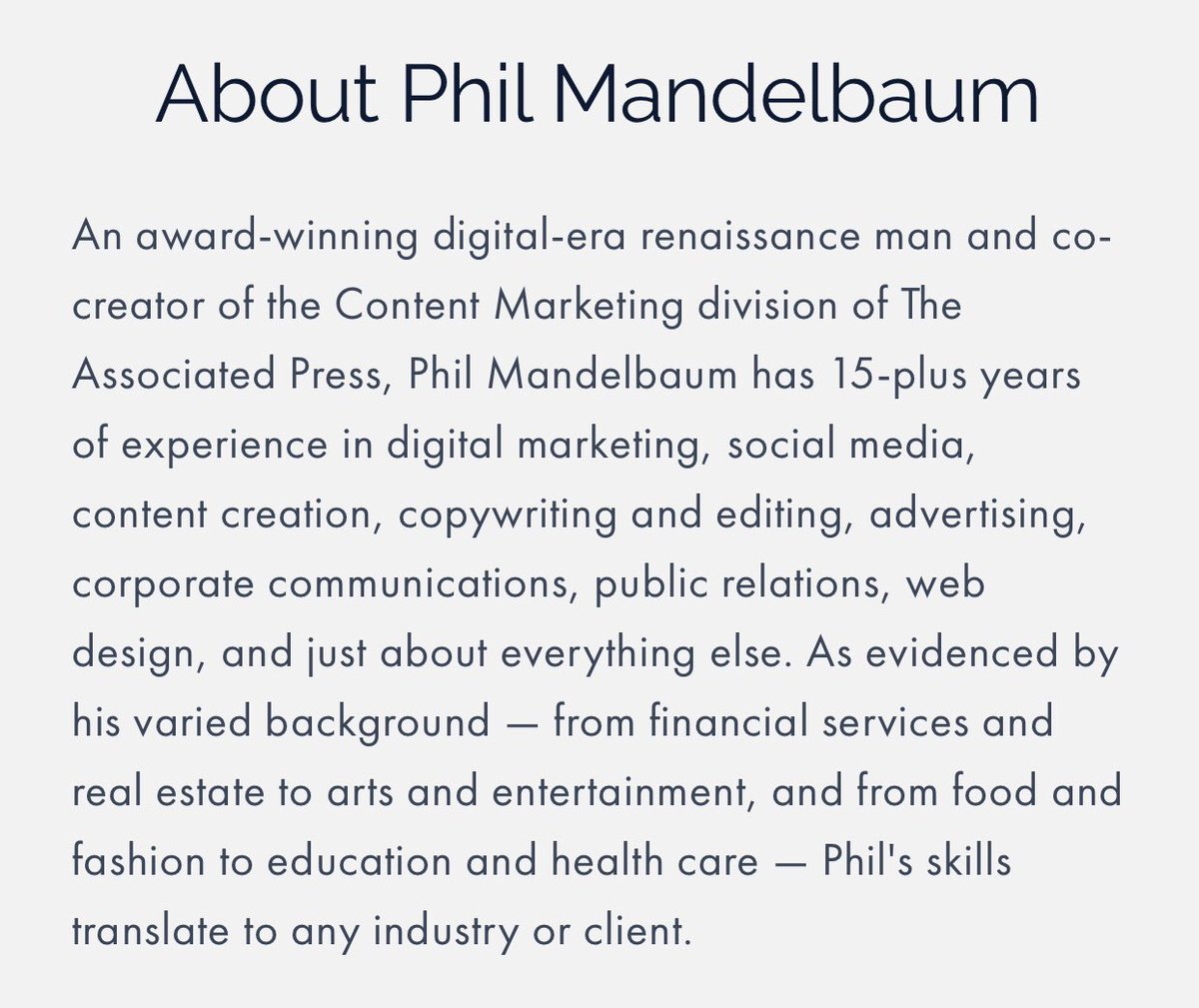 The marketing genius:  https://www.philmandelbaum.com/about-philip-mandelbaum