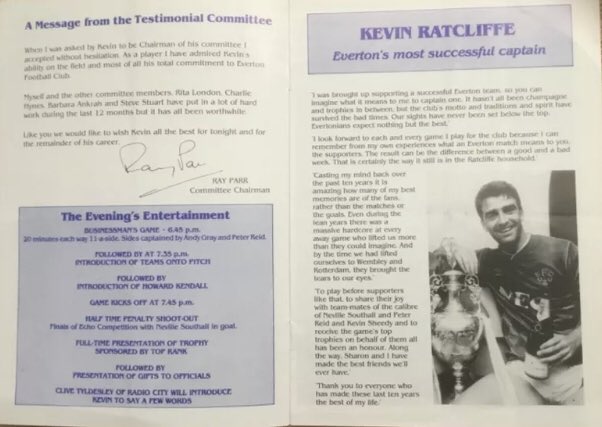 Kevin Ratcliffe’s Testimonial Programme: