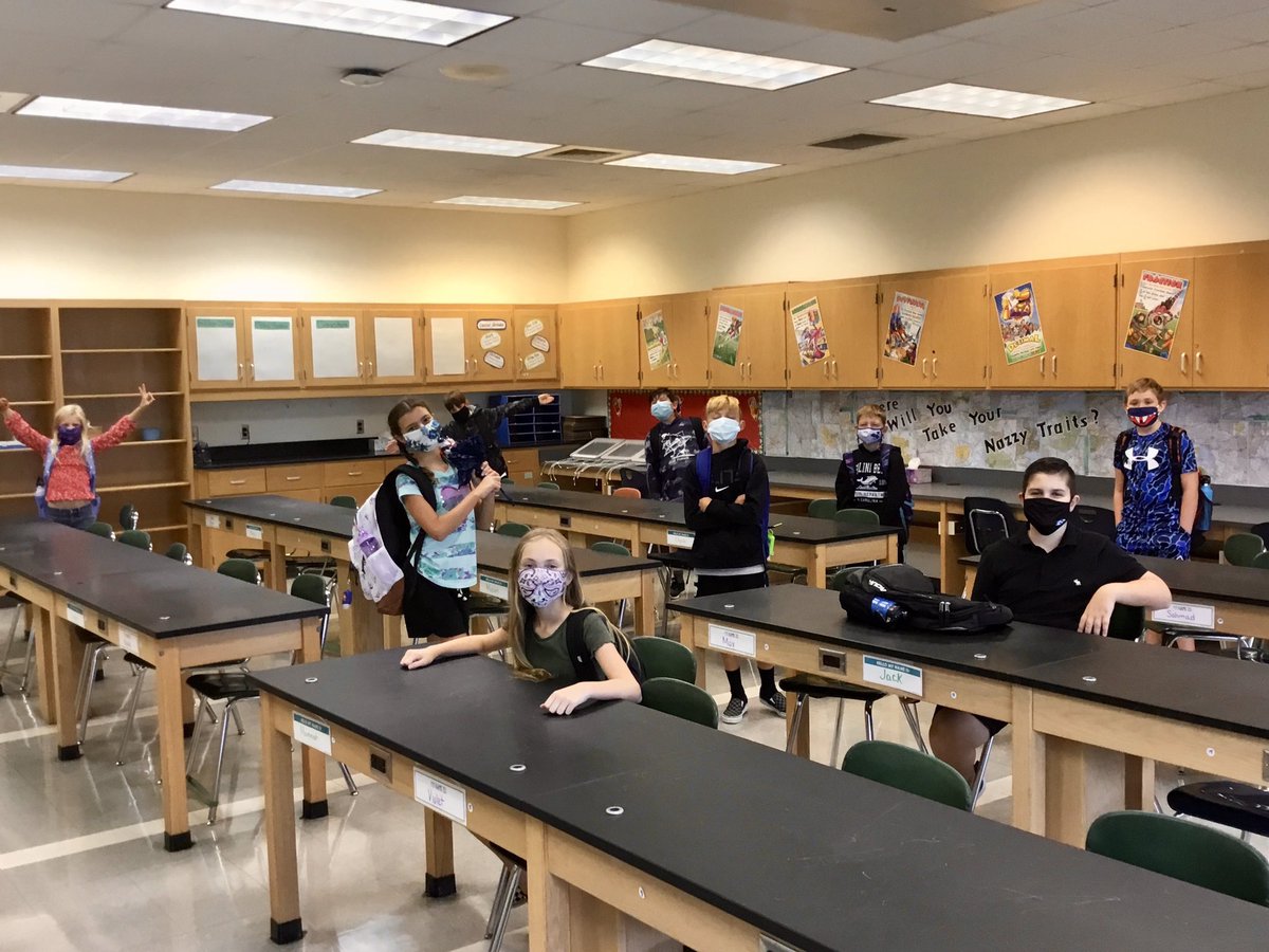 MrsMStack's tweet photo. The fifth graders and I had a great first day of school! There was so much excitement to be back in the classroom. It’s going to be an #aNAISing year! #NazarethStrong https://t.co/Jj1IK6WSv4