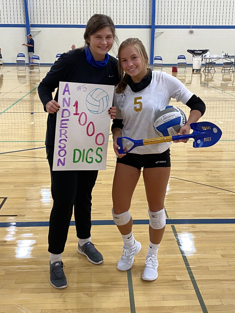 Congrats to EVB senior, Emily Anderson, on hitting her 1000 career digs today‼️So proud of the hard work you’ve put in over the years💛💙🦁