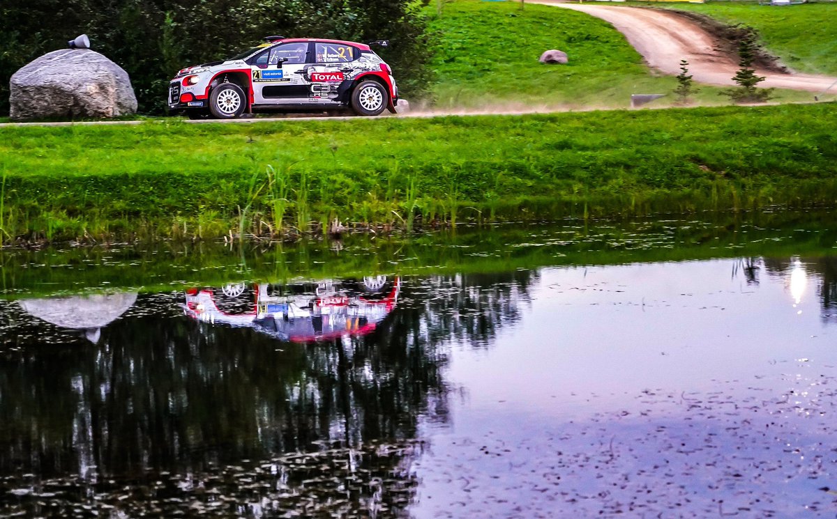 F_Gustavsson's tweet photo. Solid day after the puncture by my viking friends from Norway. @MadsOstberg and @TorsteinEriksen leading #WRC2 in their #C3R5! Bring home the 3rd victory in 3 starts 🍌🍌🍌😁 @CitroenRacing #GoMads #Banana #WRC https://t.co/IfBEWbYf69