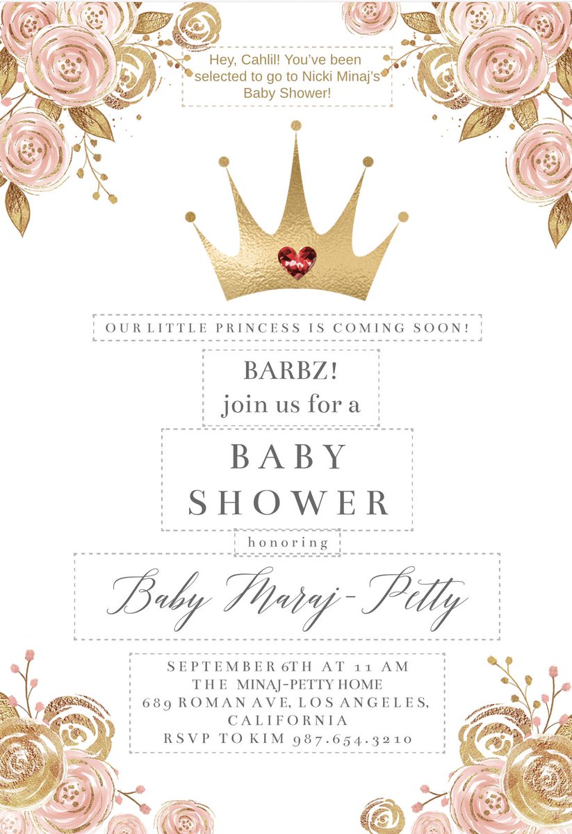 CAHLEESUS's tweet photo. I know it���s a bunch of people gon b mad that I got one of the first invitations to #NickiMinaj babyshower for her fans but... IM ON MY WAY✈️  #barbz who else got one? https://t.co/J5cR6P1mgJ