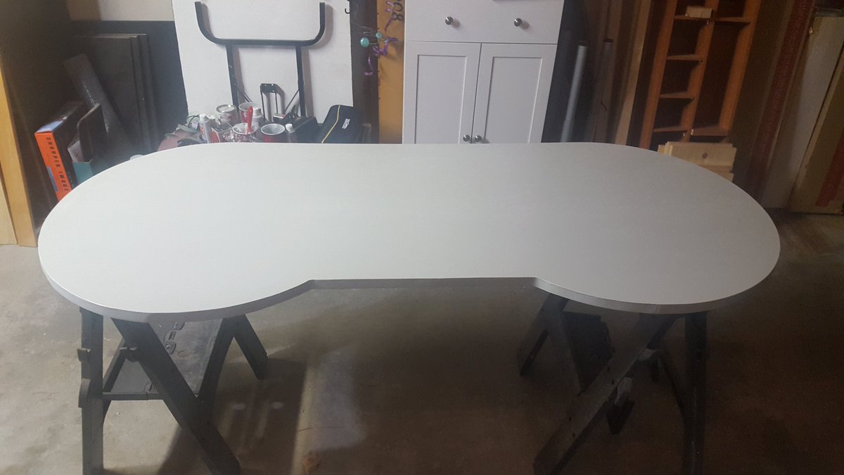 CollectNintendo's tweet photo. SNES Table Update: it is gray! Took me a long time to decide on the color. This was the best I found. #SNES #Nintendo #SNESTable #SNESK #NintendoTable #NintendoDesk https://t.co/70V0orrJW7