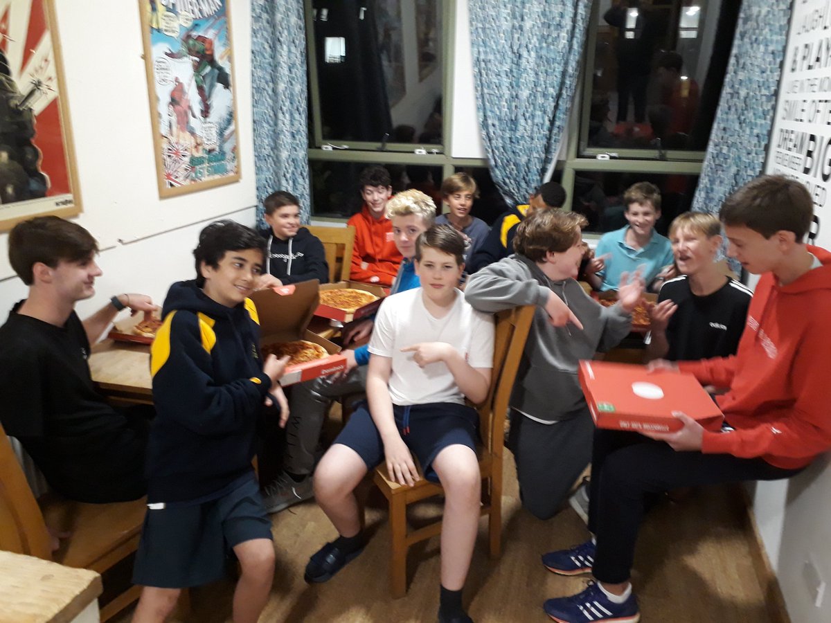 Shells enjoying their first pizza night