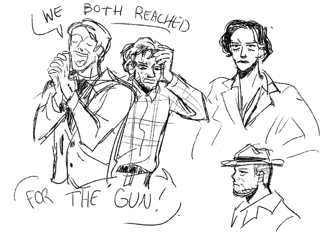 sorry for sketches but college is kinda whooping my ass rn. heres babies first photoshop doodles ft @CUCHULAINN_4 brush set !! i rly like stolen pen 