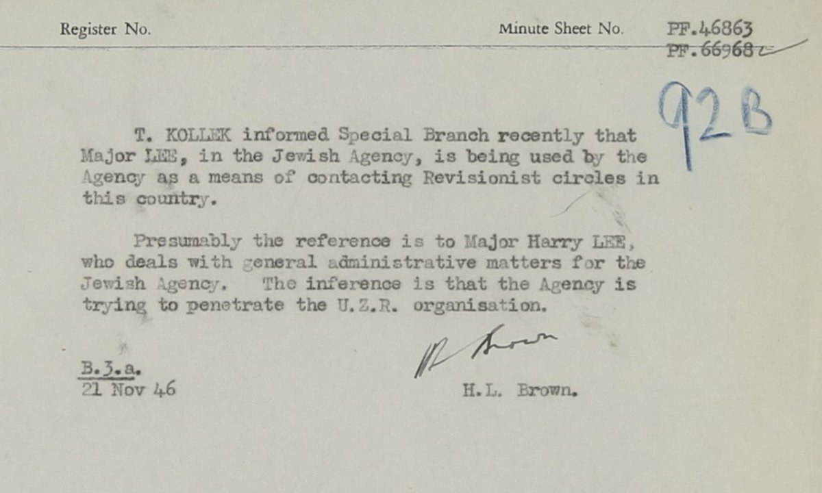 Note Kollek gets in touch with Special Branch to give them the Jewish Agency contact with the Irgun in Nov 1946. According to MI5 "the inference is that the Agency is trying to penetrate the UZR organisation"