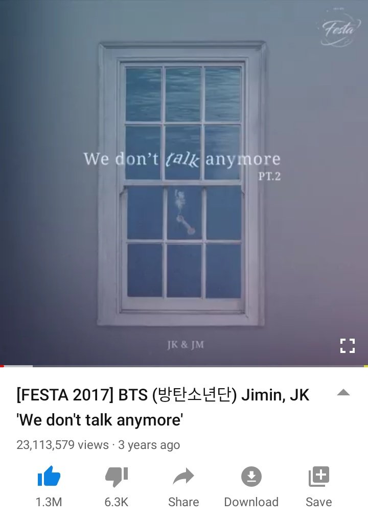 지국차트 Slow We Don T Talk Anymore Pt 2 Covered By Jimin And Jungkook Has Now Surpassed 23m Views On Youtube And Has Reached 1 3m Likes T Co Fi76uqwthq