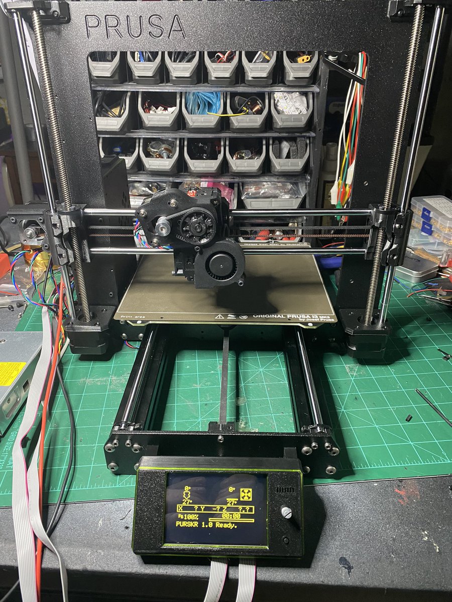 3DPrintingGnome's tweet photo. It’s alive!!! #Pruskr @BIQU_Hope @E3DOnline #bunnyscience extruder with V6 hotend. Just waiting on my 24v fans and it will print this week. Not bad Of a build taking a spare frame, Rods & rails and making a new printer. Joining his brother! @Prusa3D https://t.co/jDeZnZrav2